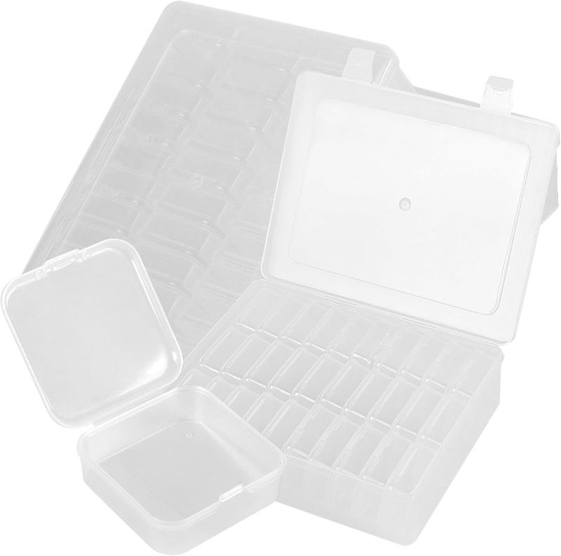 Photo 1 of 62pcs Clear Bead Organizer Boxes, Craft Storage Case,Mini Plastic Storage Boxes for Jewelry Making, Diamond Painting, Bracelet Charms, Small Parts Organization