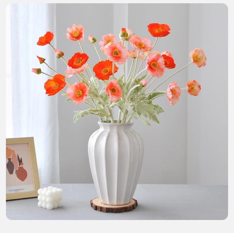 Photo 1 of Poppy Flowers Artificial Poppy Silk Flowers with Stems Ranunculus Artificial Flowers Faux Flower Stems