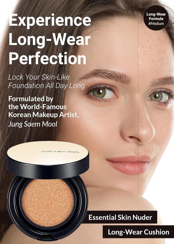 Photo 1 of Essential Skin Nuder Longwear Cushion 0.98 Fl Oz shade Medium 24H Lasting Cushion Foundation with High Coverage, Semi-Matte Natural Finish,