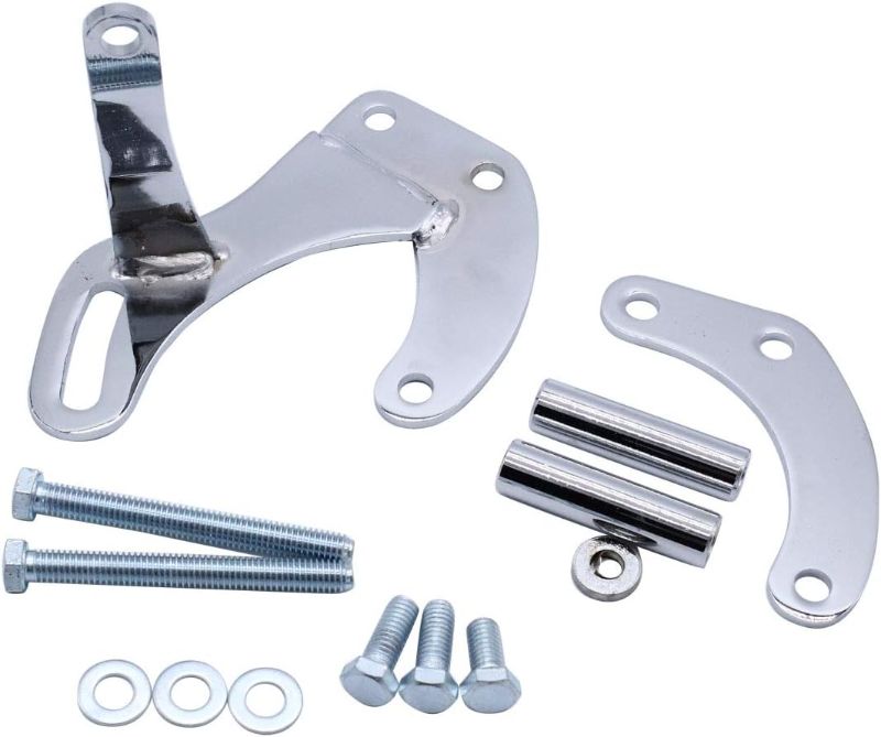 Photo 1 of  Power Steering Pump Bracket Chrome Compatible for SBC SB Chevy 283 305 327 350 383 400 With Short Water Pump