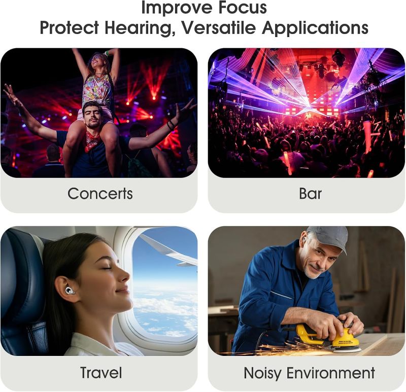 Photo 1 of Ear Plugs for Sleeping Noise Cancelling, Soft Ear Plugs for Concert, 45dB Reusable Ear Plugs for Noise Reduction with 8 Ear Tips, Comfortable Silicone Earplugs for Sleep, Work, Travel