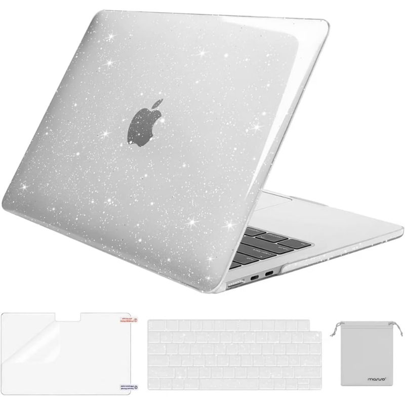 Photo 1 of Mosiso Case for MacBook Air 13.6 inch Case 2025-2022 M4 A3240 M3 A3113 M2 A2681, Sparkly Glitter Plastic Hard Shell Case&Keyboard Cover&Screen Protector&Storage Bag, Glitter Clea