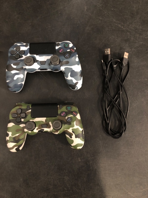 Photo 1 of YsoKK 2 Pack Wireless Controller for Ps4/Slim/Pro with 1000mah Battery/Dual Vibration/Audio Jack/6-axis Motion Sensor(Camouflage Green and Camouflage Blue)
