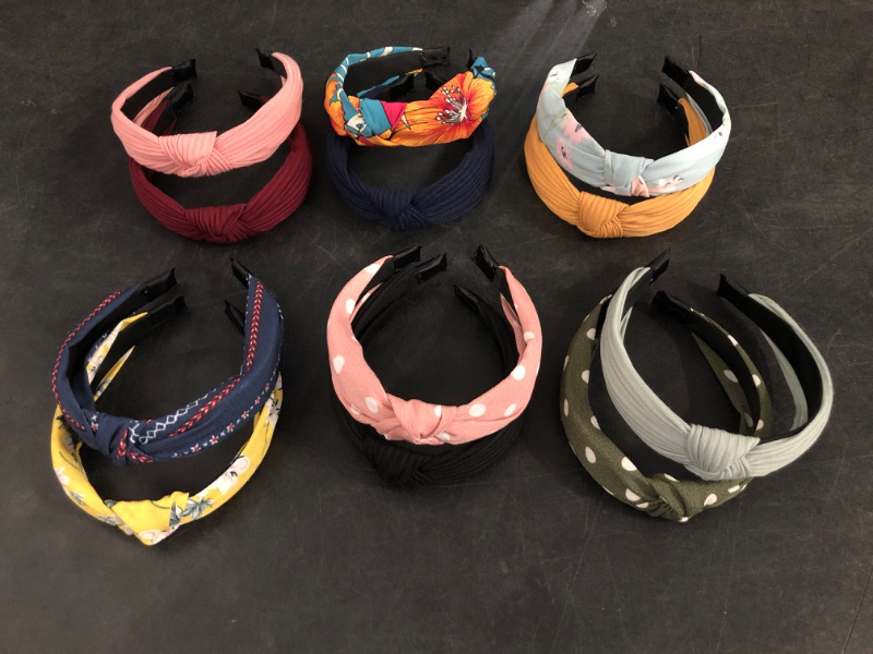 Photo 1 of VELSCRUN Womens Headbands Boho Headbands for Women 12 Pack Knot Headband Women Knotted Head Band Elastic Turban HeadBands Boho Bandeau Wide Hair Bands Hair Accessories for Washing Face