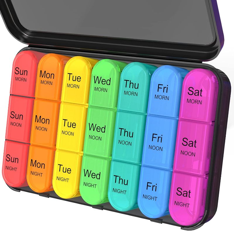 Photo 1 of Daviky Pill Organizer 3 Times a Day, Daily Pill Box 7 Day, Weekly Cases Medicine Organizers to Hold Vitamins and Medication