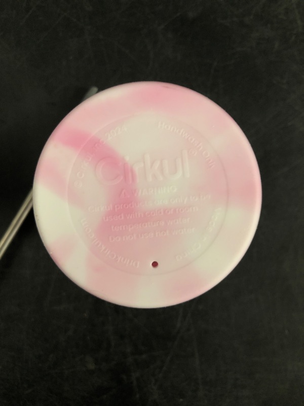 Photo 1 of Cirkul 40oz All-Day StrawSip™ Lid & Pink Swirl Protective Bumper, Leak-Resistant Lid with Reusable Straw