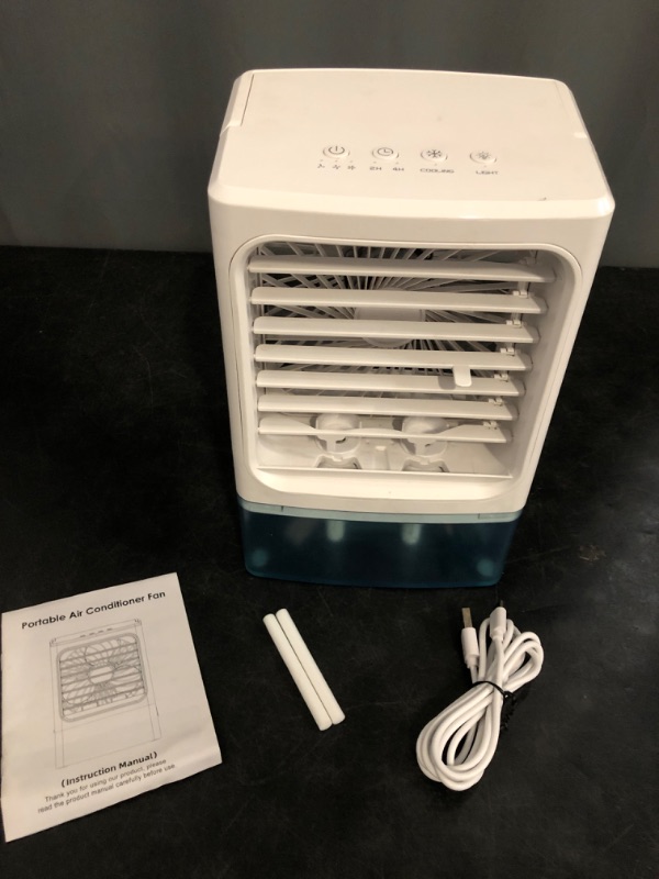 Photo 1 of Portable Air Conditioner,3-IN-1 Evaporative Air Cooler,3 Speeds 2 Spray Outlets,900 Visiable Tank,7 Colors Light,2 Timers,Personal Mini Desktop Cooling Fan,Small AC Unit for Room Kitchen Office RV Car