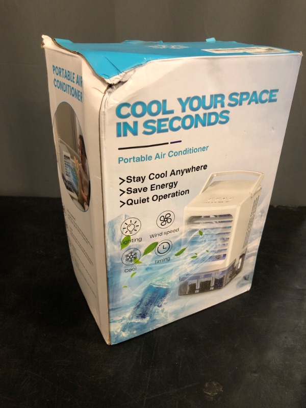 Photo 1 of Portable Air Conditioner,3-IN-1 Evaporative Air Cooler,3 Speeds 2 Spray Outlets,900 Visiable Tank,7 Colors Light,2 Timers,Personal Mini Desktop Cooling Fan,Small AC Unit for Room Kitchen Office RV Car