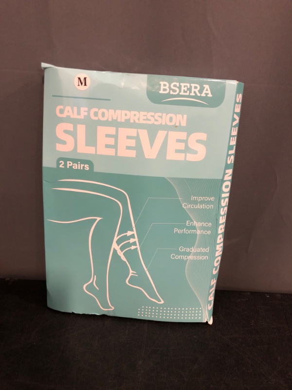 Photo 1 of BSERA Calf Compression Sleeve Women, 2 Pairs 20-30mmHg Footless Compression Socks for Swelling Shin Splints Varicose Veins