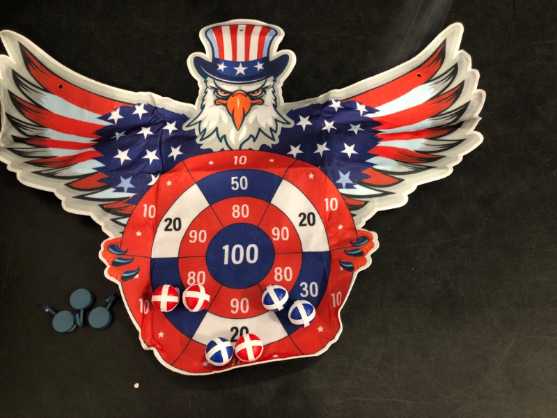 Photo 1 of 4th of July Games Set Patriotic Dart Board Games with 6 Sticky Balls Independence American Day Party Favor for Red White and Blue Party Throwing Indoor Outdoor Yard(Eagle)