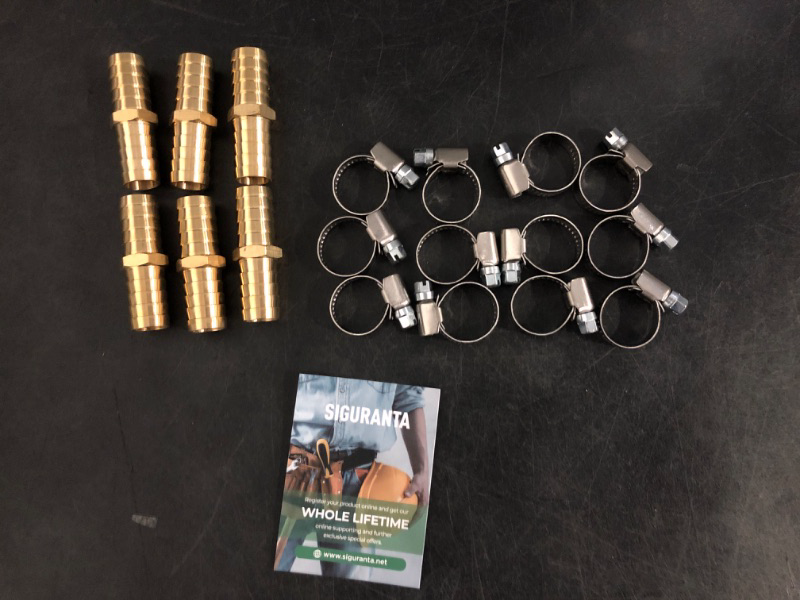 Photo 1 of Garden Hose Repair Connector, Solid Brass Hose Repair Kit, 5/8 Inch Garden Hose Repair Fittings (5/8"Barb-6 Set)