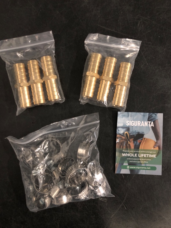 Photo 1 of Garden Hose Repair Connector, Solid Brass Hose Repair Kit, 5/8 Inch Garden Hose Repair Fittings (5/8"Barb-6 Set)