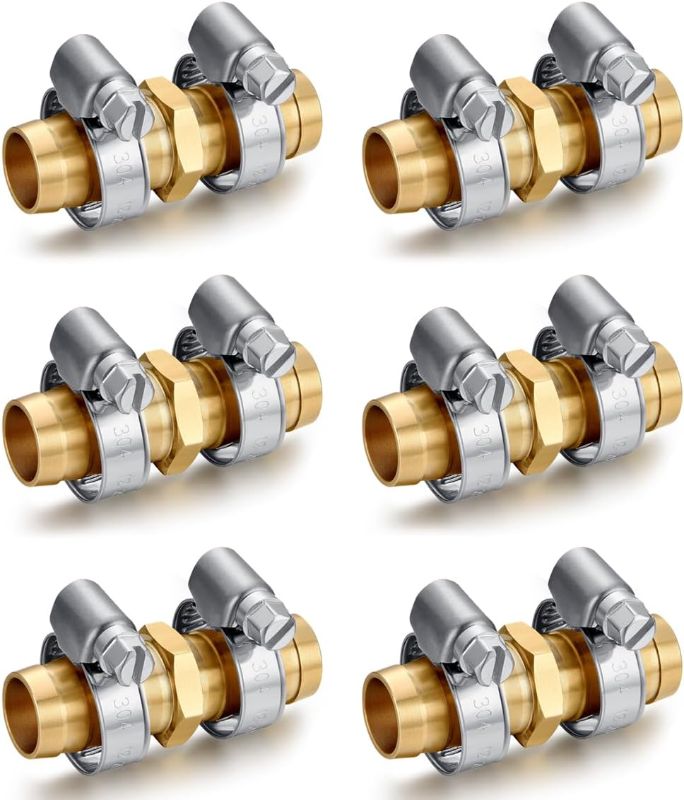 Photo 1 of Garden Hose Repair Connector, Solid Brass Hose Repair Kit, 5/8 Inch Garden Hose Repair Fittings (5/8"Barb-6 Set)