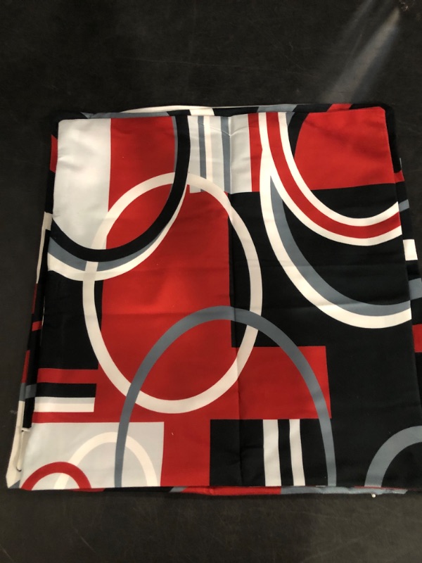 Photo 1 of Emvency Set of 4 Throw Pillow Covers Modern Abstract Red Stripes Gray Black White Acrylic Bold Grey Decorative Pillow Cases Home Decor Square 26x26 Inches Pillowcases