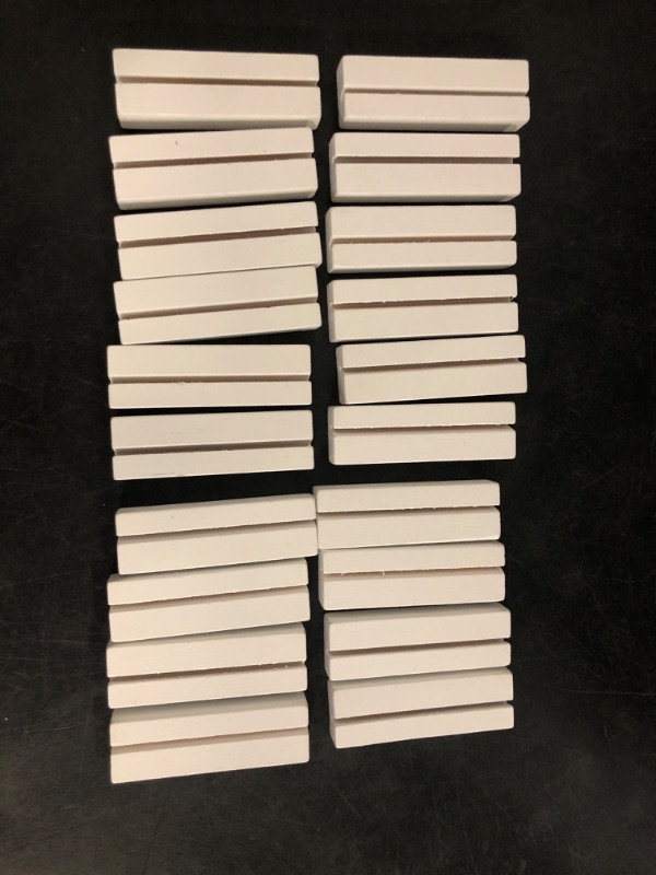 Photo 1 of PATIKIL Wood Place Card Holder, 20Pcs Table Sign Holder Table Number Holders Name Card Stands for Photo Menu Display Wedding Ceremony Birthday Party Decorations, White