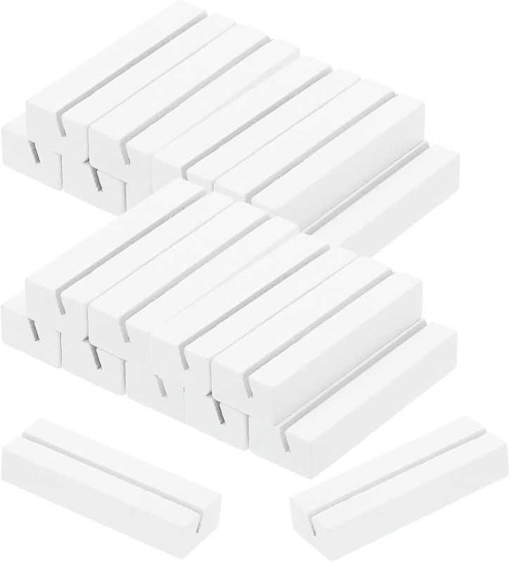 Photo 1 of PATIKIL Wood Place Card Holder, 20Pcs Table Sign Holder Table Number Holders Name Card Stands for Photo Menu Display Wedding Ceremony Birthday Party Decorations, White