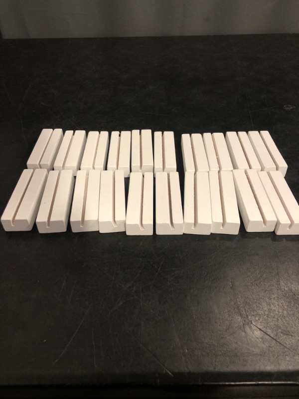 Photo 1 of PATIKIL Wood Place Card Holder, 20Pcs Table Sign Holder Table Number Holders Name Card Stands for Photo Menu Display Wedding Ceremony Birthday Party Decorations, White