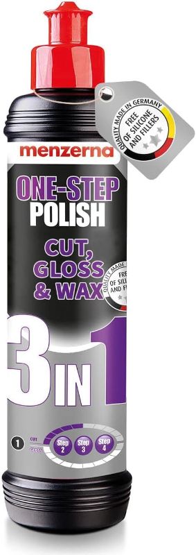 Photo 1 of menzerna One-Step Polish 3in1 I Medium Cut Polish with High Gloss Finish & Seal in One I Buffing & Polishing Compound for Car Maintenance I Swirls, Holograms & Scratches I Car Body Repair I 8 fl oz.