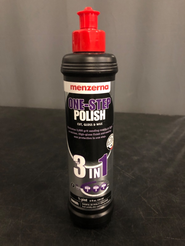 Photo 1 of menzerna One-Step Polish 3in1 I Medium Cut Polish with High Gloss Finish & Seal in One I Buffing & Polishing Compound for Car Maintenance I Swirls, Holograms & Scratches I Car Body Repair I 8 fl oz.