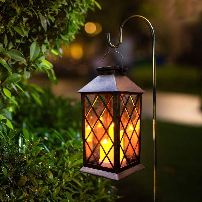 Photo 1 of Solar Lantern Outdoor,Garden Hanging Lantern- PVC Waterproof 3 LED Flickering Flameless Candle Decorative Lights for Table,Outdoor,Party(1 Pack)