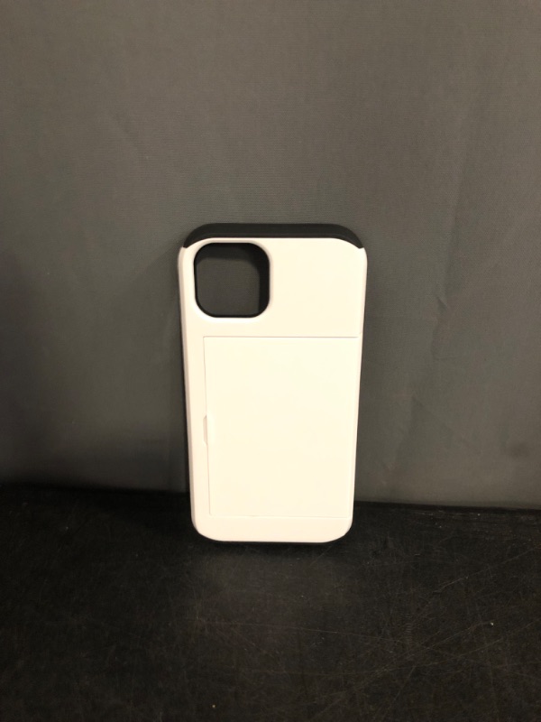 Photo 1 of SORAKA Case for iPhone 15 Plus with Card Holder Wallet Case Armor iPhone 15 Plus Case PC TPU Dual Layer Bumper case Shockproof Cover White