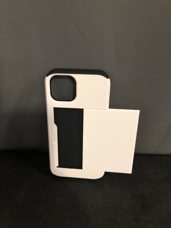 Photo 1 of SORAKA Case for iPhone 15 Plus with Card Holder Wallet Case Armor iPhone 15 Plus Case PC TPU Dual Layer Bumper case Shockproof Cover White