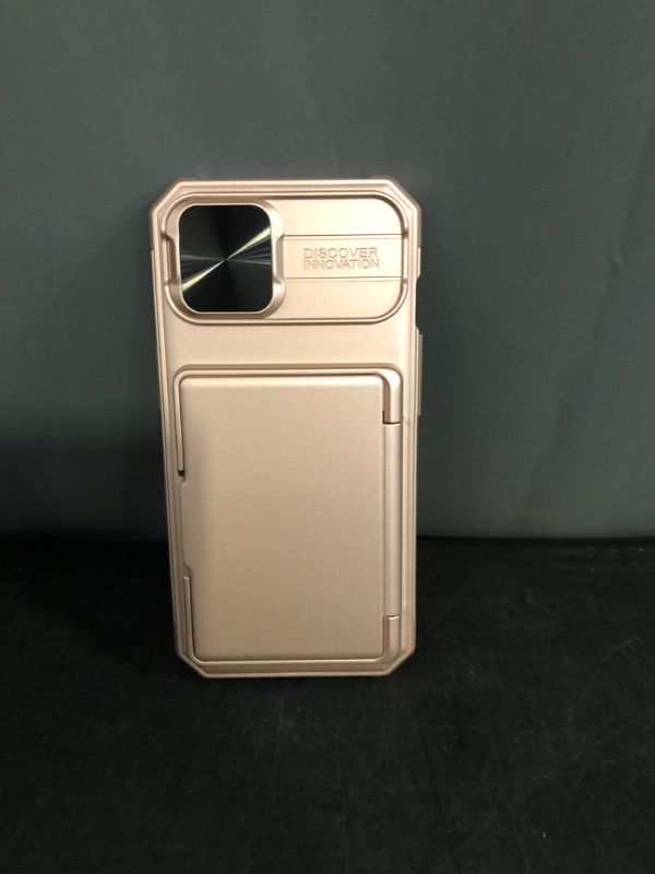 Photo 1 of for iPhone 15, iPhone 14, iPhone 13 Wallet Case with Card Holder(4-5 Cards), Slide Camera Cover, Military Drop Protection & RFID Block, Women Girly Men Phone Case for iPhone 15/14/13, Rose Gold
