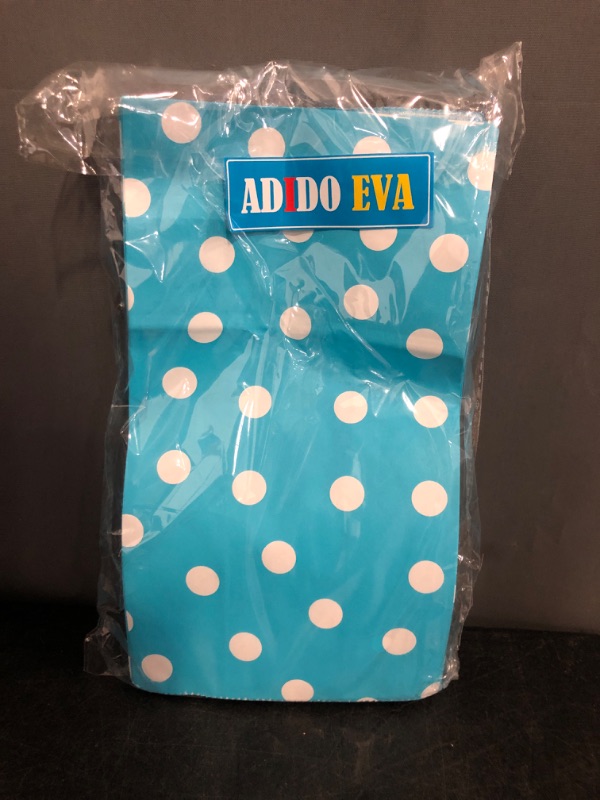 Photo 1 of ADIDO EVA 100 Pcs Teal Blue Polka Dot Paper Lunch Bags - 5.1 x 3.1 x 9.4 in - Perfect for Snack, Nuts, Goodies, Treats - Ideal for Kids' Birthday & Wedding Parties