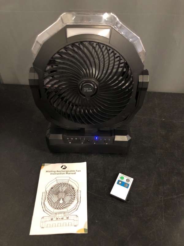 Photo 1 of Misting Fan Portable with 250ml Water Tank, 24000mAh Rechargeable Cooling Fans for Outside, Outdoor Water Misters with 2 Mist Modes, Remote Control Camping Fan with Timer for Beach, Patios, Tents