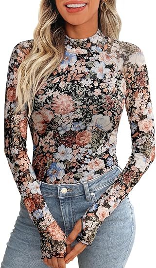 Photo 1 of L / XL Dealmore Tops, Lace Sheer Floral Mesh