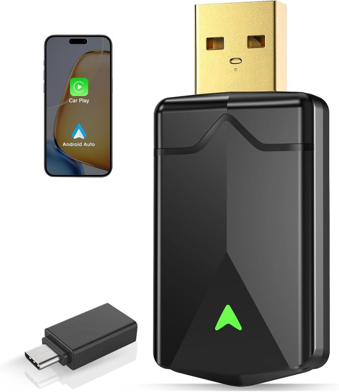 Photo 1 of Wireless CarPlay Adapter– Android Auto Wireless Adapter, 5.8GHz Wi-Fi Plug & Play,Mini and Stable iOS 10+/Android 10+, Fast Auto-Connect for Cars 2016+ (1Pcs)