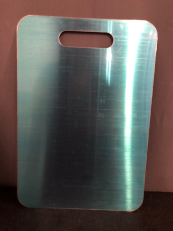 Photo 1 of Titanium Cutting Board, Titanium Cutting Boards for Kitchen Double-Sided Stainless Steel Cutting Board Durable Non Toxic Food-Grade Chopping Board for Meat Vegetable Fruit (14"L x 10"W)