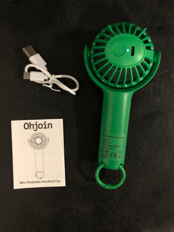 Photo 1 of Ohjoin 2 IN 1 Portable Mini Handheld Fan with Keychain Stand, Personal Powerful Cooling Fan, Small Battery Operated Table Fan, Quiet Hand Fan, USB Rechargeable, Birthday Gifts for Women Mom (Green)