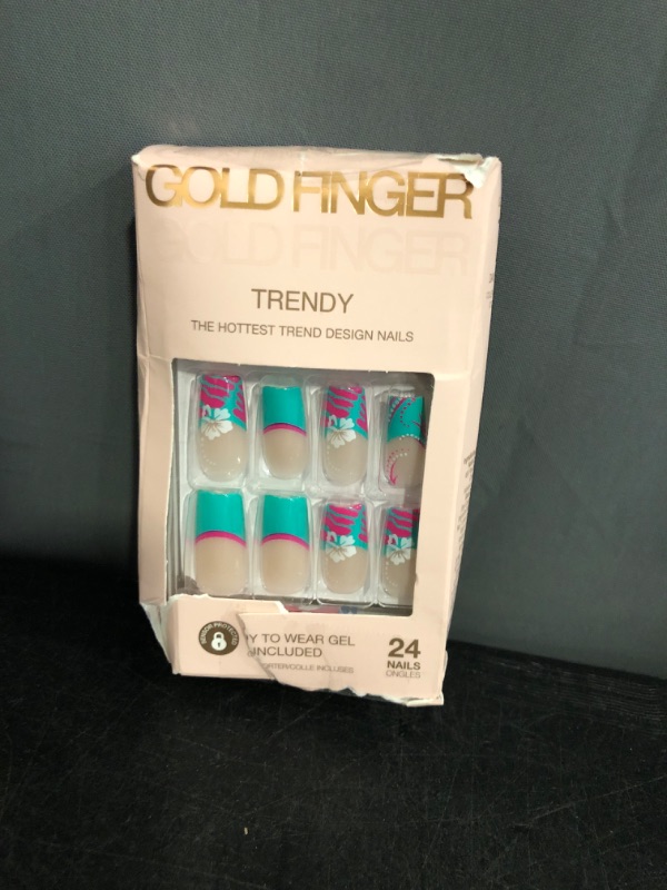 Photo 1 of GoldFinger 24 Pcs Press On Nails, Long Square Fake Nails, Flower French Tip Gel Stick On Extensions, Reusable Full Cover False Nail Kit with Glue, Manicure Stick & File, 7 Day Long Lasting Wear