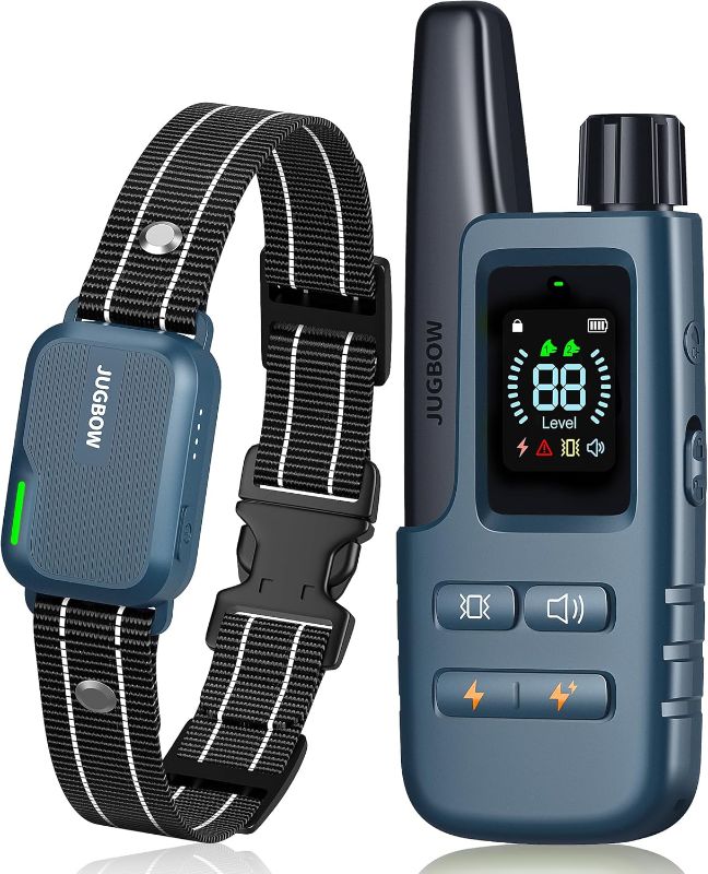 Photo 1 of Jugbow Dog Shock Collar - 4200FT Dog Training Collar with Remote IPX7 Waterproof Electric Collar with 4 Training Modes, Security Lock, Rechargeable e-Collar for All Breeds, Sizes Cyan Blue