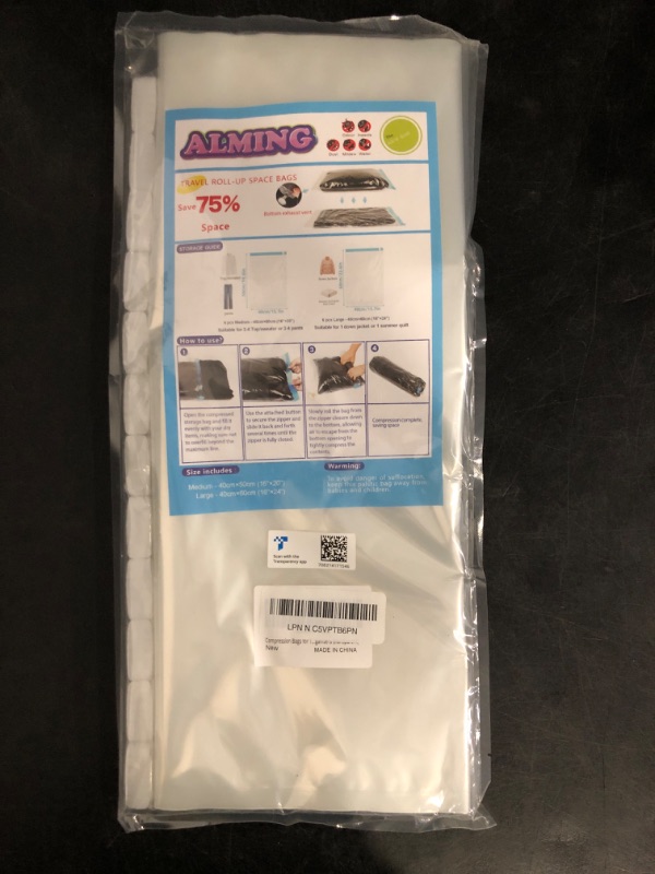 Photo 1 of ALMING Compression Bags - Travel Essentials 12 Pack Space Saver No Vacuum or Pump Needed Storage Accessorie and Home Packing Organizers (transparent)