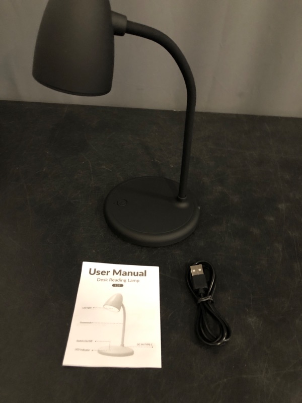 Photo 1 of LED Desk Lamp for Home Office,3 Light Colors,Flexible Gooseneck Table Lamp,Dimmable Reading Light for Bedside Small Desk Lamp for College Dorm Room,Bedroom Desk Light,Black