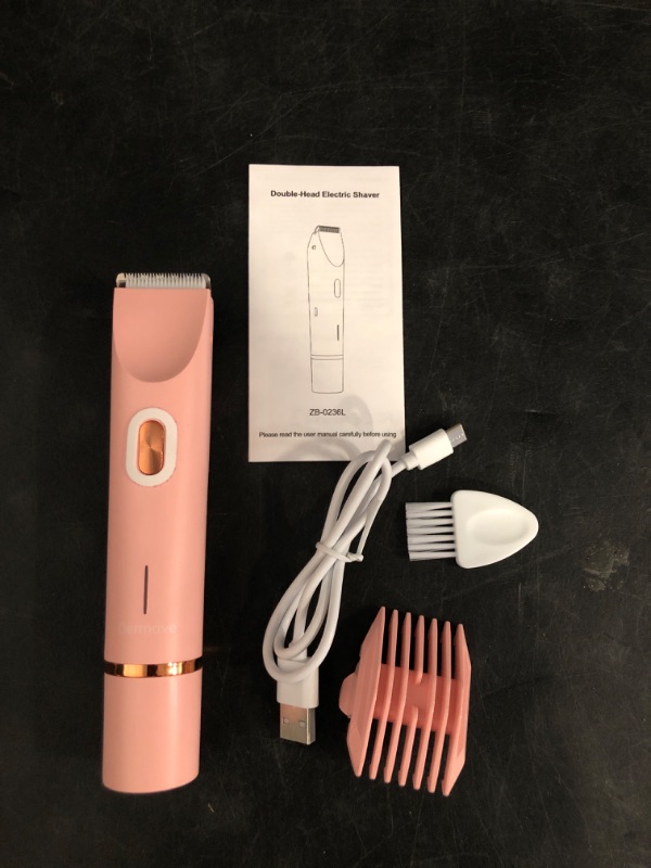 Photo 1 of 2025 New 2-in-1 Electric Bikini Trimmer for Women - Dual Head Electric Razor,Waterproof Painless Bikini Shaver, Pubic Hair Trimmer for Private Area & Body Hair, Pink