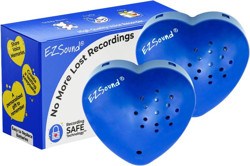 Photo 1 of EZSound Build a Bear Voice Recorder | 2 Pack – 30 sec Stuffed Animal Voice Box | Sound Box for Stuffed Animal | Custom Heart Shaped Audio Recordable Button for Plush, Kids, Music | Sound Module & Chip