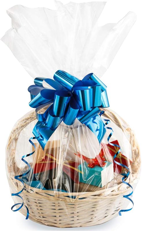 Photo 1 of Morepack Large Cello/Cellophane Bags,30x 40 Inches Clear Basket Bags OPP Plastic Cellophane Wrap for Gift Baskets Packaging 10 Pieces