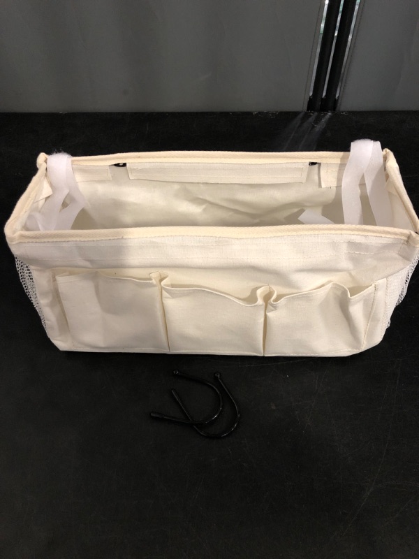 Photo 1 of Bedside Storage Caddy/Bedside Hanging Storage Bag for Headboards Bunk Beds Dorm Rooms Book Phone Magazine Holder (New White)