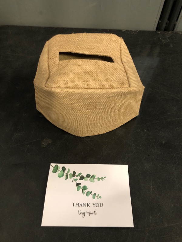 Photo 1 of Stylish Tissue Box Cover - This Burlap Holder Instantly Covers Your Square Tissue Boxes - The Perfect Fall Decorative Cube Cover for Your Bathroom and Home