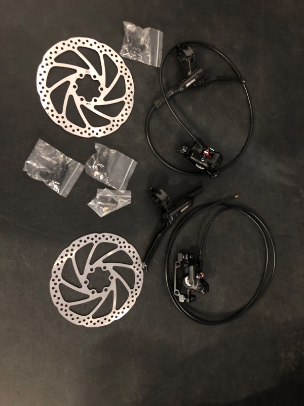 Photo 1 of WEEROCK Hydraulic Brake Set Bike Disc Brakes Kit with Left Front 800mm Right Rear 1550 mm 160mm Rotors Aluminum Alloy Hydraulic Brake Fit for Mountain Bike, MTB