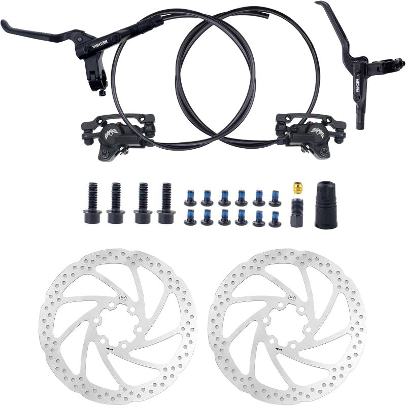 Photo 1 of WEEROCK Hydraulic Brake Set Bike Disc Brakes Kit with Left Front 800mm Right Rear 1550 mm 160mm Rotors Aluminum Alloy Hydraulic Brake Fit for Mountain Bike, MTB