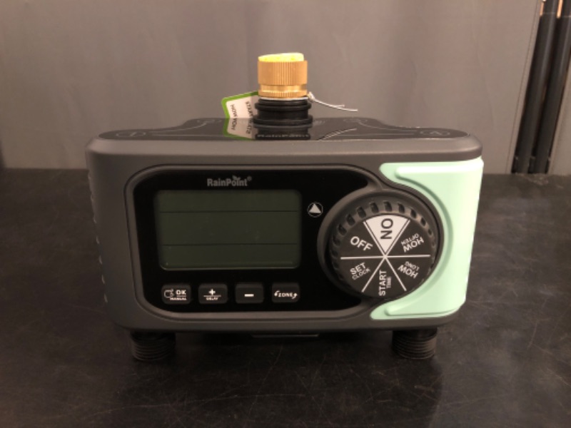 Photo 1 of RAINPOINT Sprinkler Timer, 4 Outlets Hose Timer with Brass Inlet with Rain Delay/Manual/Automatic Controller System, Programmable Digital for Lawn Yard, 4 Zone