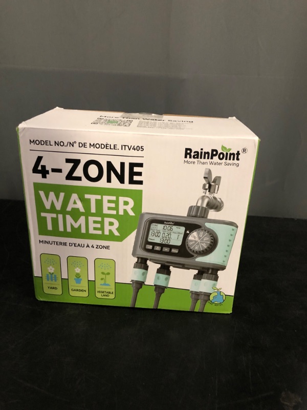 Photo 1 of RAINPOINT Sprinkler Timer, 4 Outlets Hose Timer with Brass Inlet with Rain Delay/Manual/Automatic Controller System, Programmable Digital for Lawn Yard, 4 Zone