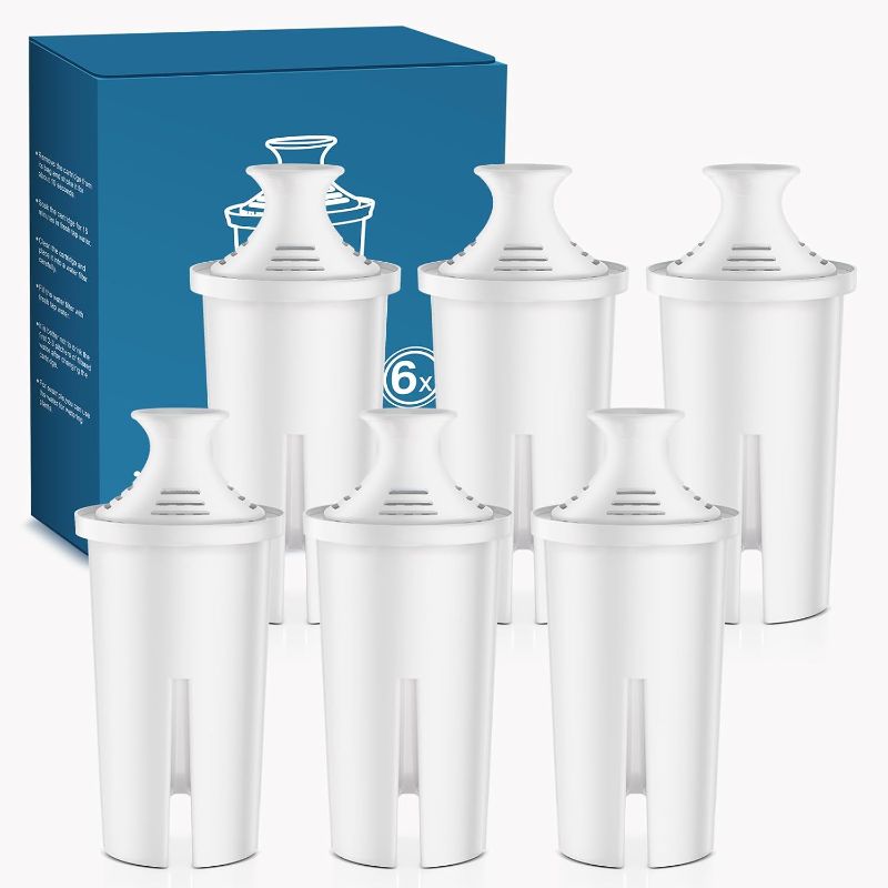 Photo 1 of 6 Pack Brita Filter Replacement Water Filters for Brita Filter Pitchers, BPA-Free, US Standard, Fits Water Pitchers and Dispensers, Reduces Copper, Cadmium and Mercury Impurities, 50 Gallons