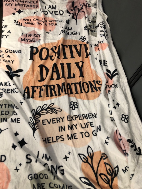 Photo 1 of Positive Affirmation Stress Relief Gifts, Soft Blanket with Daily Affirmations Messages, Self Care Motivational Inspirational Encouragement Gifts for Women (50"x 60")