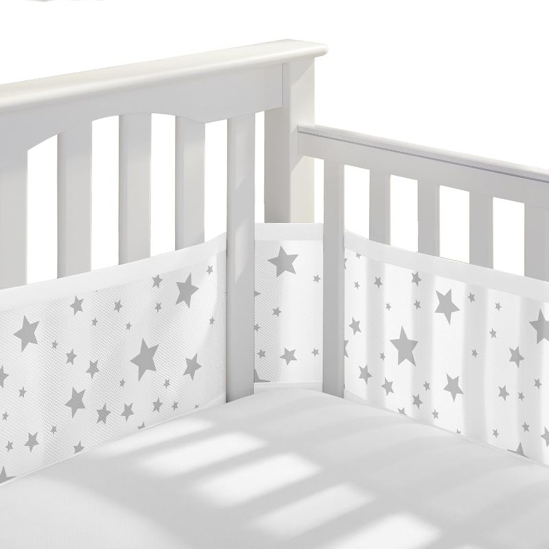 Photo 1 of BreathableBaby Breathable Mesh Liner for Full-Size Cribs, Classic 3mm Mesh, Starlight (Size 4FS Covers 3 or 4 Sides) Color may be different.


