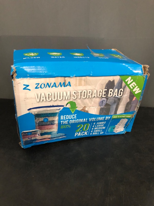 Photo 1 of 20 Pack Vacuum Storage Bags, Space Saver Bags (4 Jumbo/4 Large/4 Medium/4 Small/4 Roll) Compression for Comforters and Blankets, Sealer Clothes Storage, Hand Pump Included